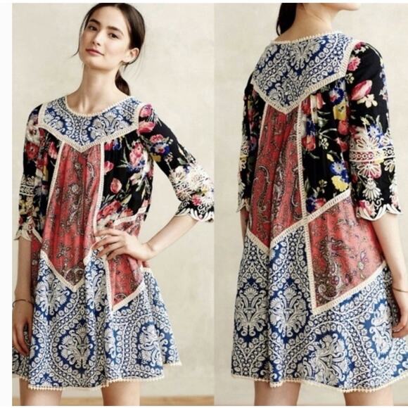 Anthropologie Dresses & Skirts - Anthropologie Vanessa Virginia Inez Patchwork Swing Dress Size 2